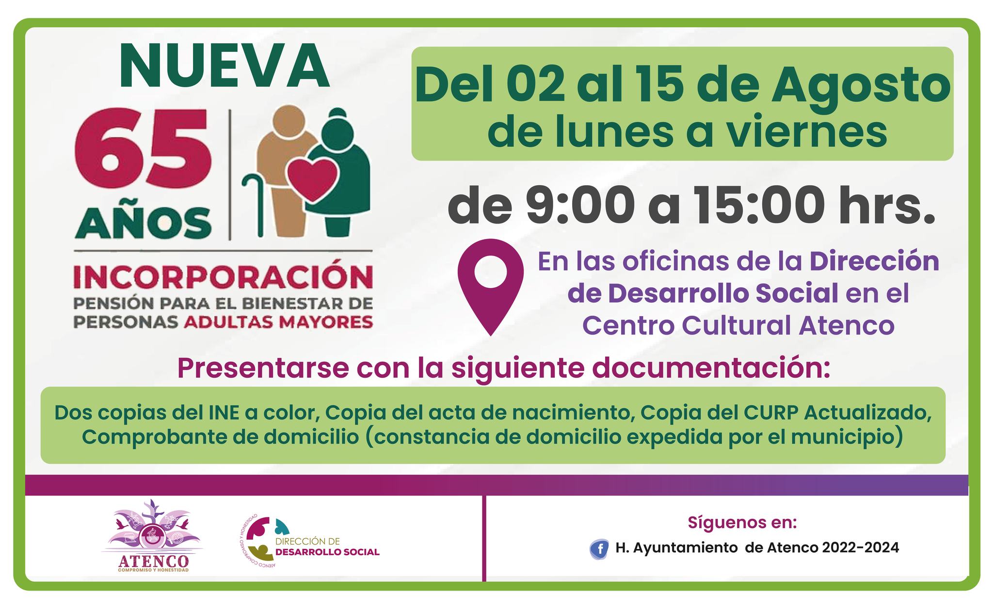 Programa De 65 Y Mas H. Ayuntamiento Atenco